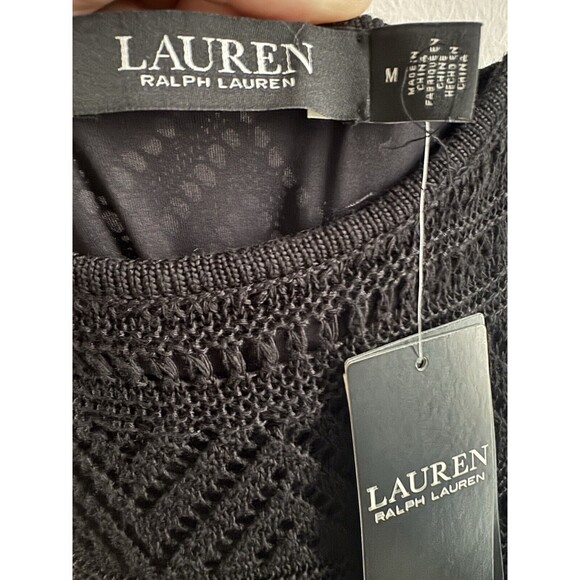 Ralph Lauren Women's Pointelle Knit Linen Blend Dress Black Size Medium NWT $225 - Picture 15 of 16